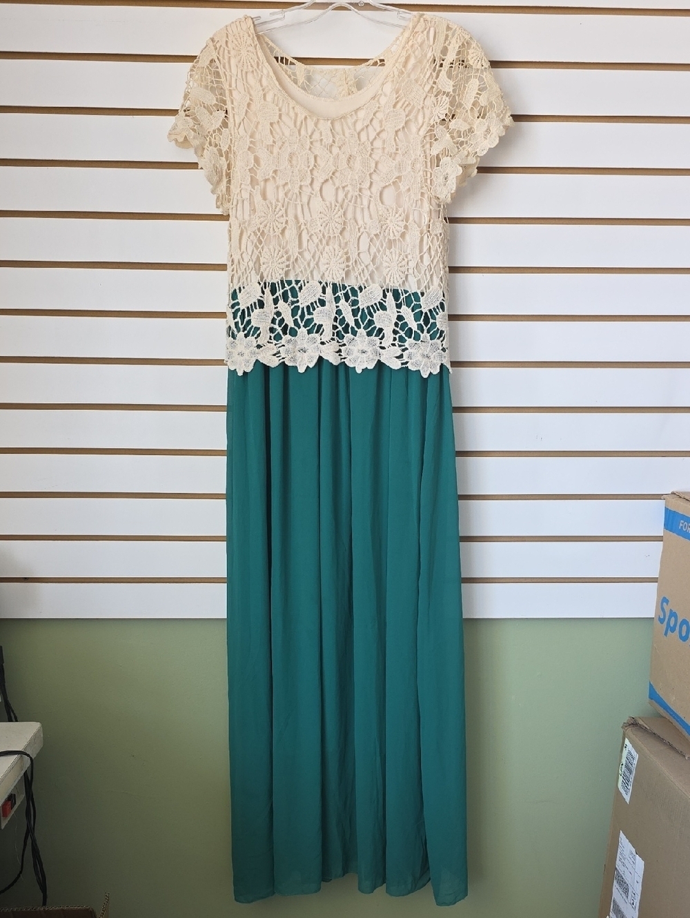 Crochet Top Teal Maxi Dress